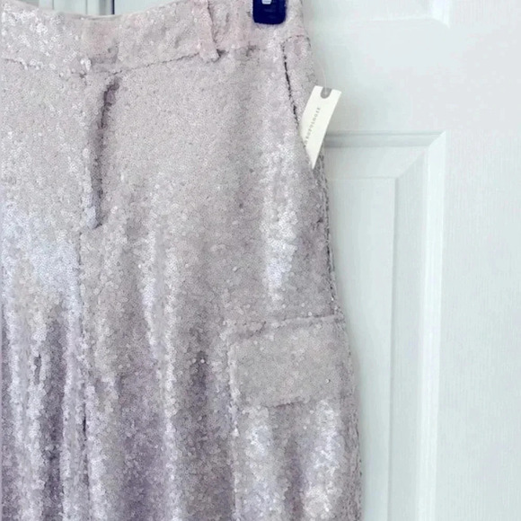 NWT Anthropologie Purple Silver Sequin Cargo Pull on Trouser Party Pants Size 2 - Picture 9 of 11